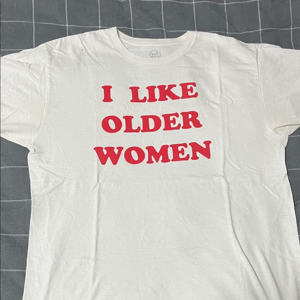 White T-Shirt with Red Text